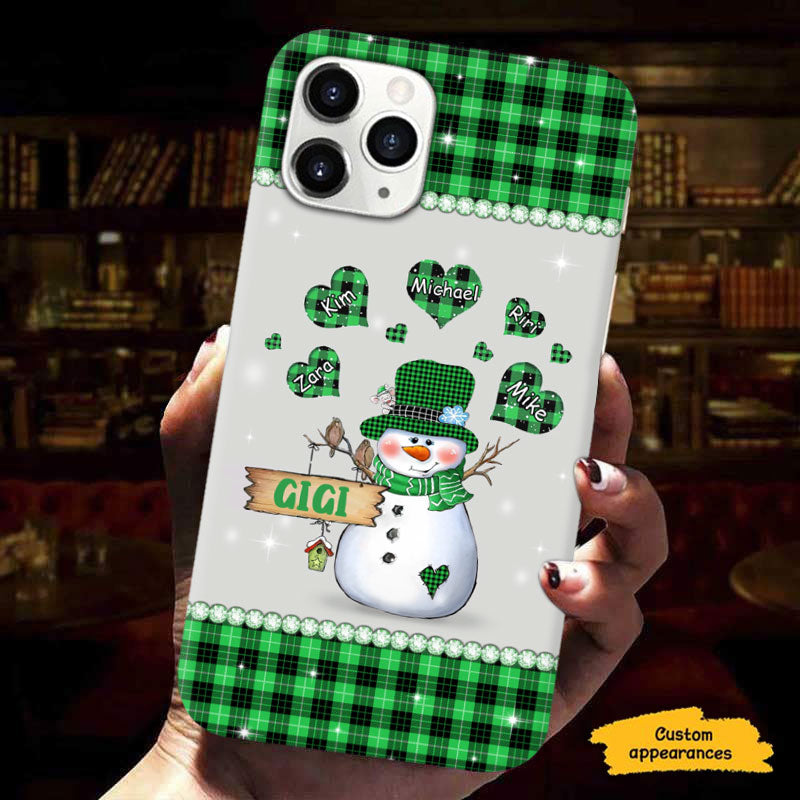 Snowman Plaid Hearts Colorful Grandma Personalized Phone Case - mockup 4 of 6