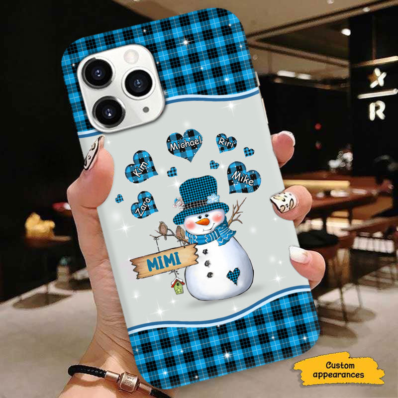 Snowman Plaid Hearts Colorful Grandma Personalized Phone Case - mockup 5 of 6