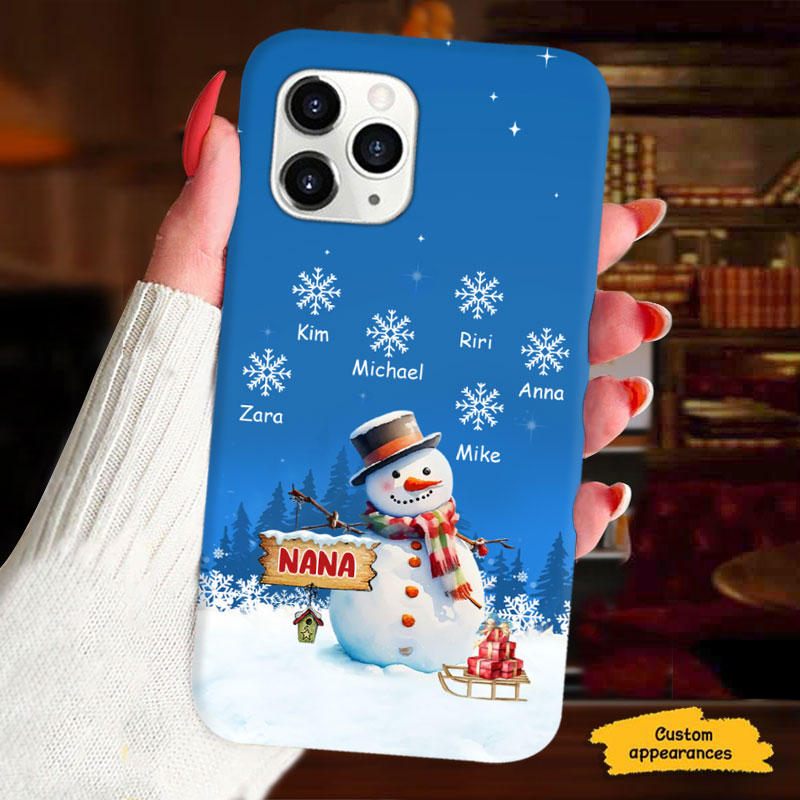 Snowman Snowflakes Winter Grandma Personalized Phone Case - mockup 5 of 6