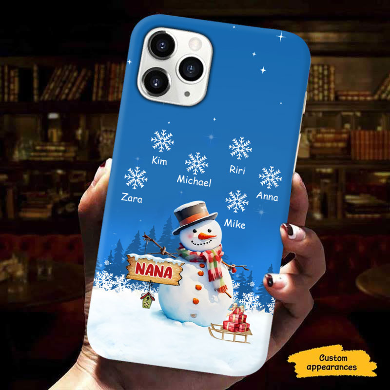 Snowman Snowflakes Winter Grandma Personalized Phone Case - mockup 6 of 6