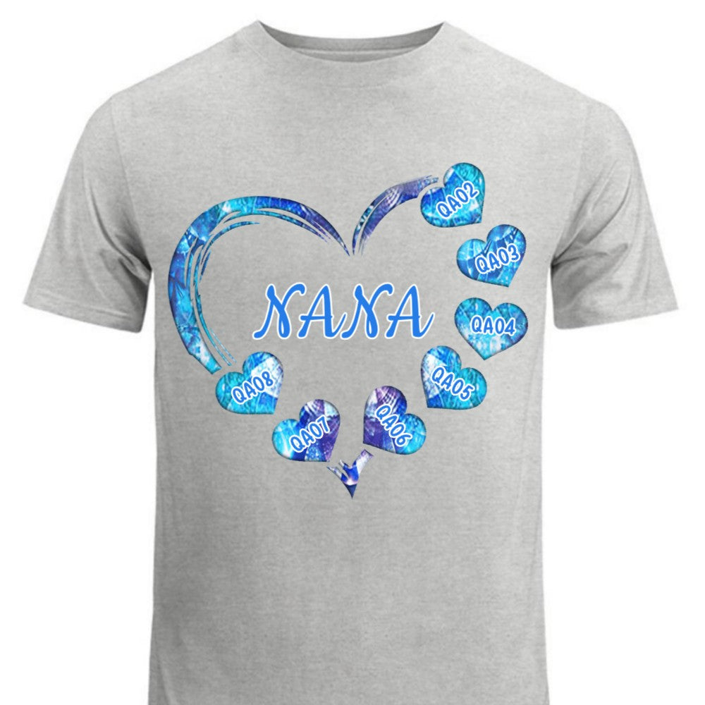 Hearts Grandma Nana Mimi Gigi Personalized Shirt