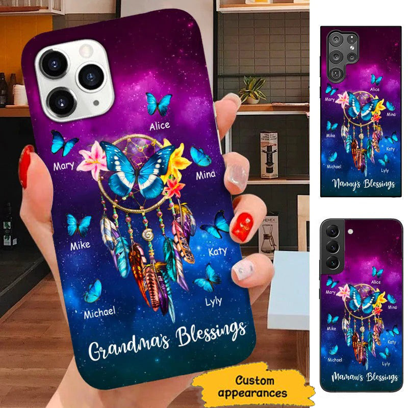 Butterfly Dreamcatcher Grandma's Blessings Nana Mommy Personalized Phone case SC5102 Phone case ShinyCustom Phone Case