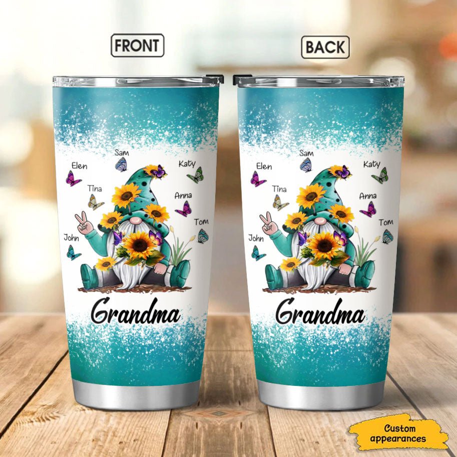 Sunflower Gnome Butterfly Grandma With Grankids Personalized Tumbler SC241112