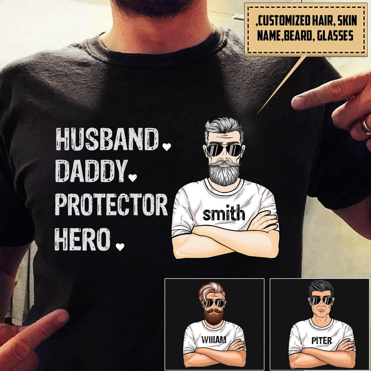 Customized Husband Daddy Protector Hero T-Shirt PM05JUN21CT1 Dreamship S Black