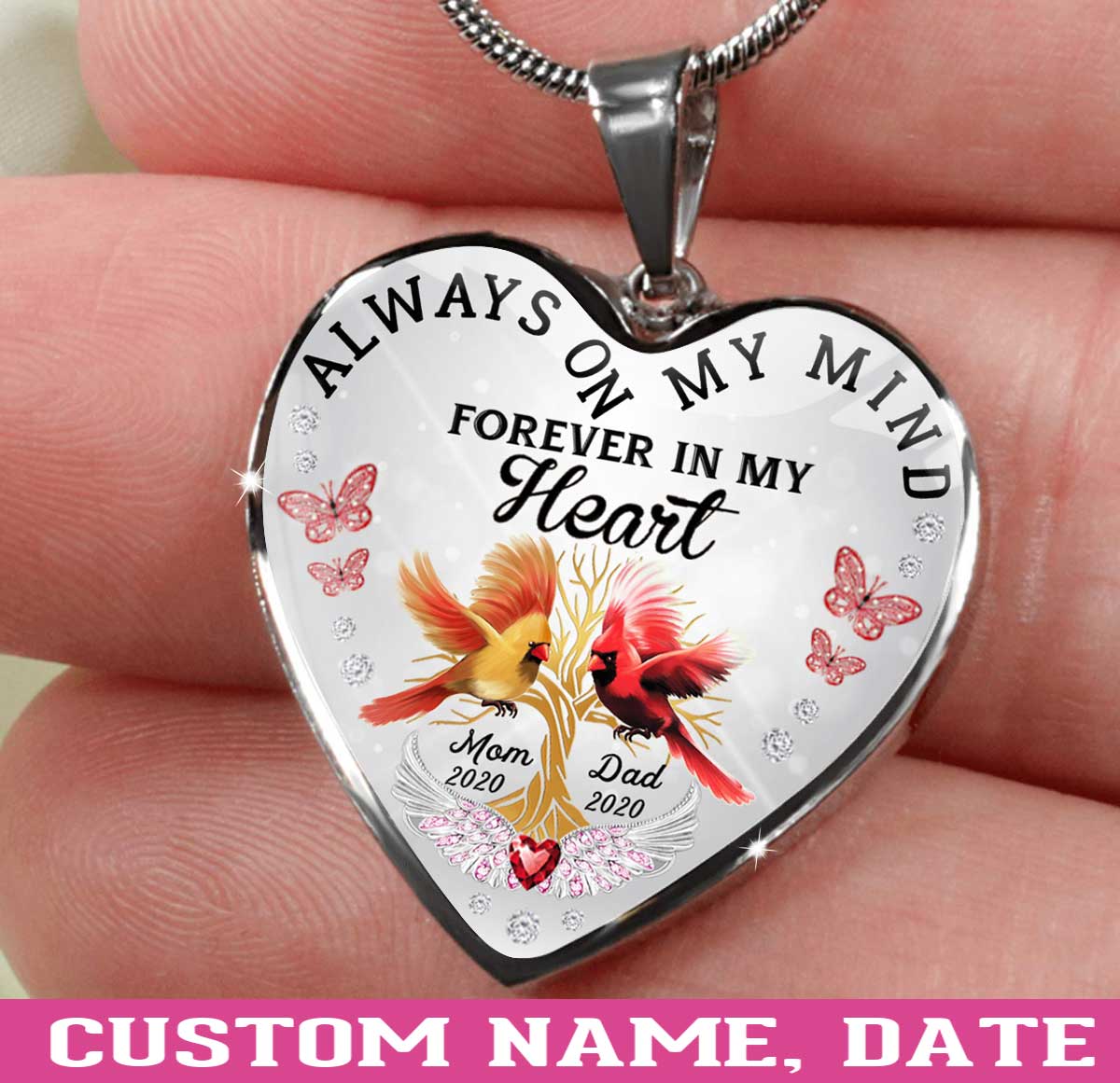 Always On My Mind Forever In My Heart Cardinals Memorial Personalized Necklace Jewelry ShineOn Fulfillment