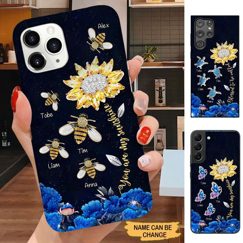 Bee Turtle Butterfly You are my sunshine Grandma Nana Mommy Personalized Phone case SC2581 Phone case ShinyCustom Phone Case