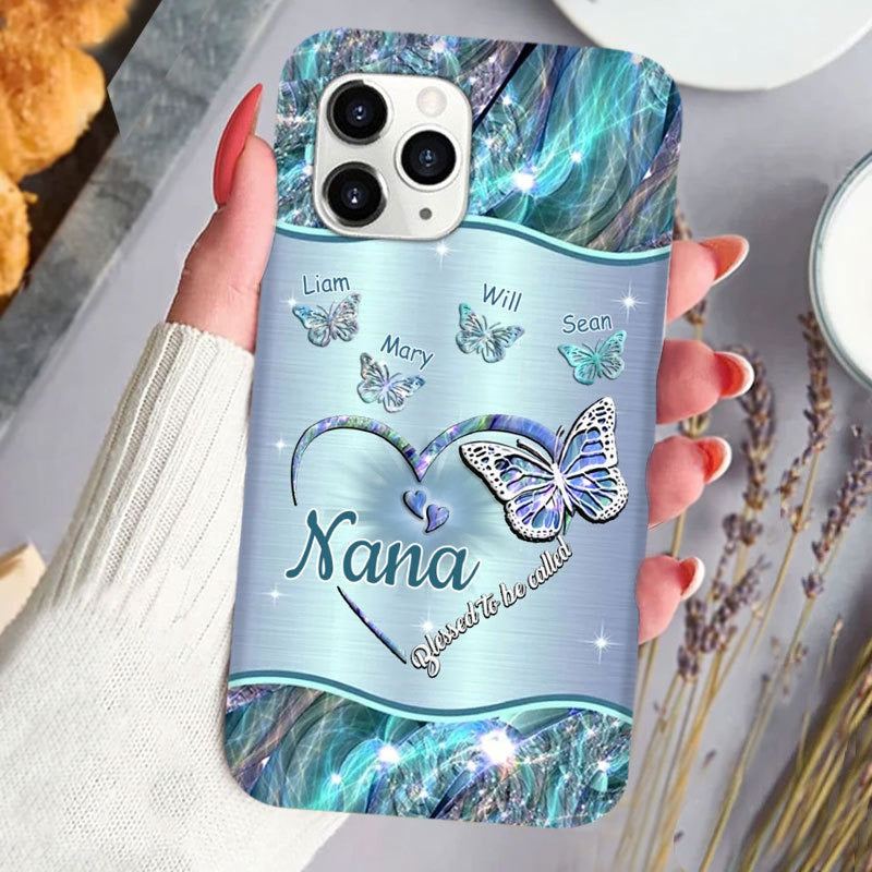 Butterflies Blessed to be called Nana Mimi Gigi Grandma Personalized Phone case