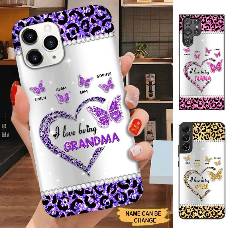 Butterflies Leopard Pattern I Love Being Grandma Mommy Auntie Phone case Phone case FUEL
