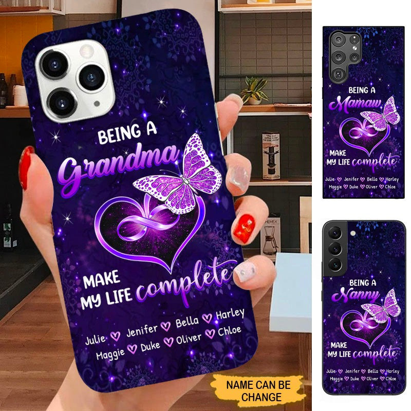 Butterfly Being Grandma makes my life complete Nana Mommy Personalized Phone case SC121011 Phone case ShinyCustom Phone Case
