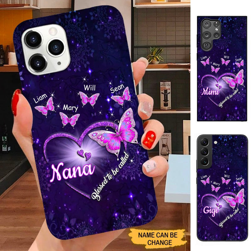Butterfly Blesed To be called Grandma Nana Mommy Personalized Phone case SC121016 Phone case ShinyCustom Phone Case