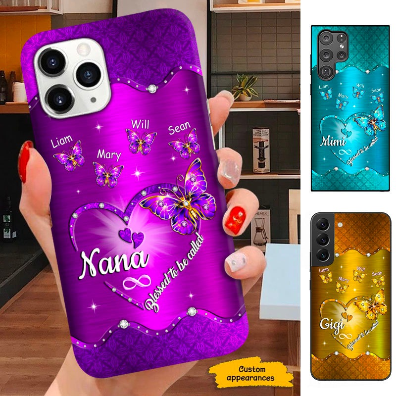 Butterfly Blessed To be called Grandma Mimi Nana Mommy Personalized Phone Case SC213235