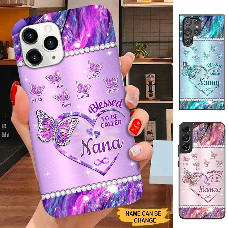 Butterfly Blessed To be called Grandma Nana Mommy Personalized Phone case SC18109 Phone case ShinyCustom Phone Case