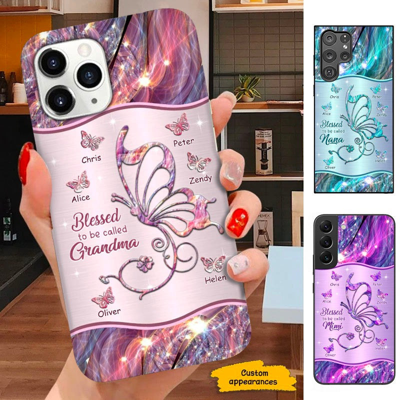 Butterfly Blessed to be called Grandma Nana Nanny Mimi Personalized Phone case SC151103