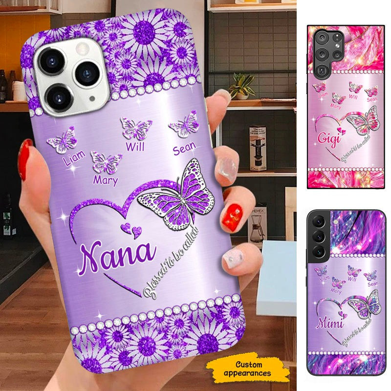 Butterfly Blessed to be called Nana Mimi Gigi Grandma Personalized Phone Case SC28103 Phone case ShinyCustom Phone Case
