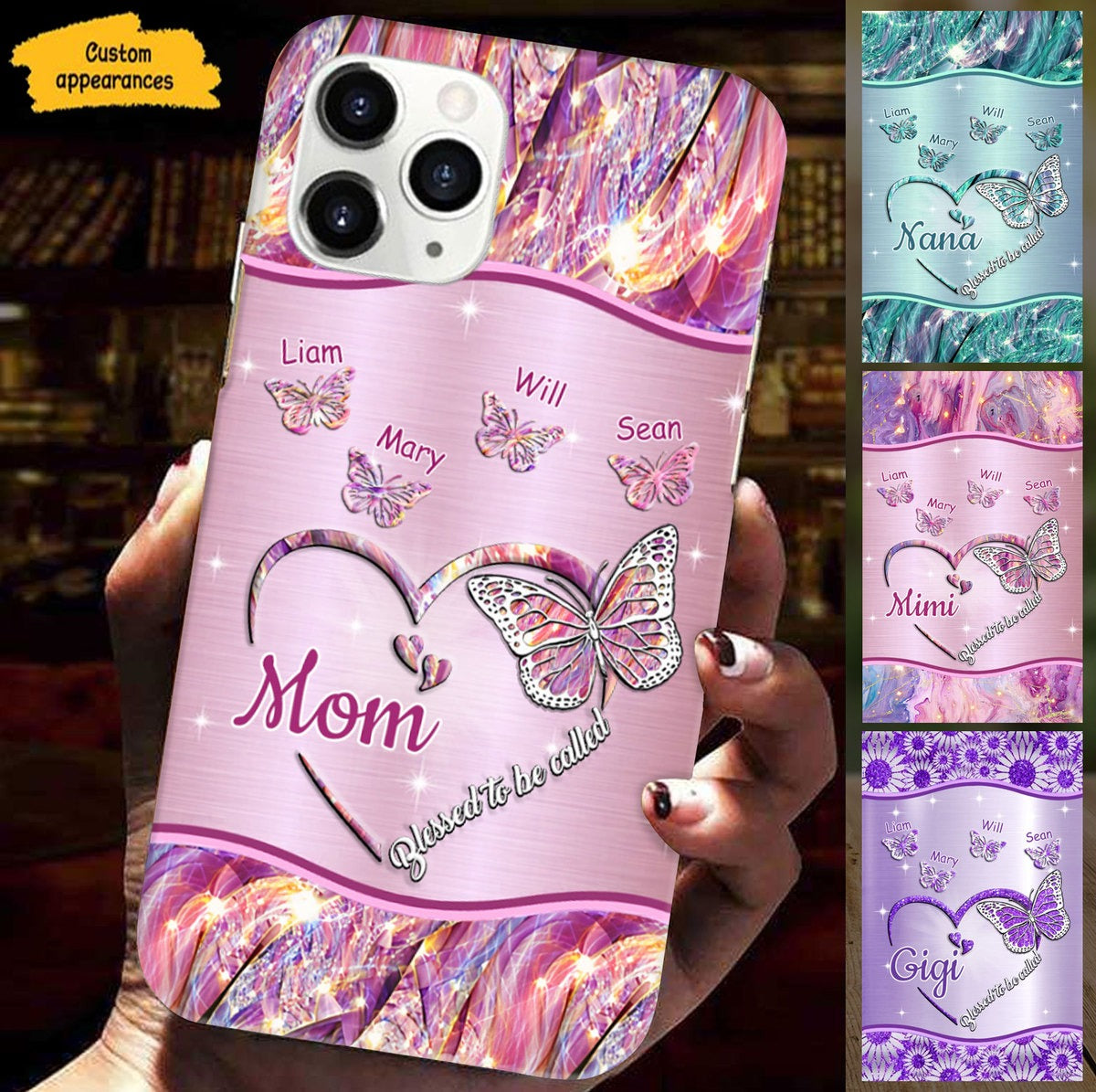Butterfly Blessed to be called Nana Mimi Gigi Grandma Personalized Phone case SC1763