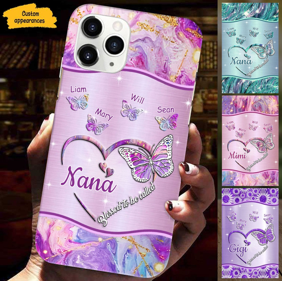 Butterfly Blessed to be called Nana Mimi Gigi Grandma Personalized Phone case SC1764