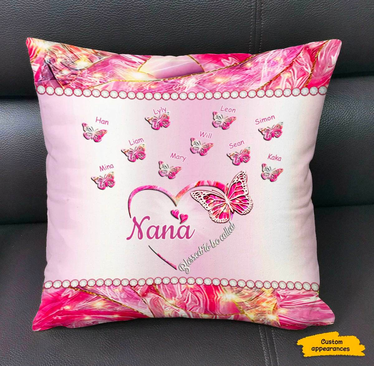 Butterfly Blessed to be called Nana Mimi Gigi Grandma Personalized Pillow SC10116