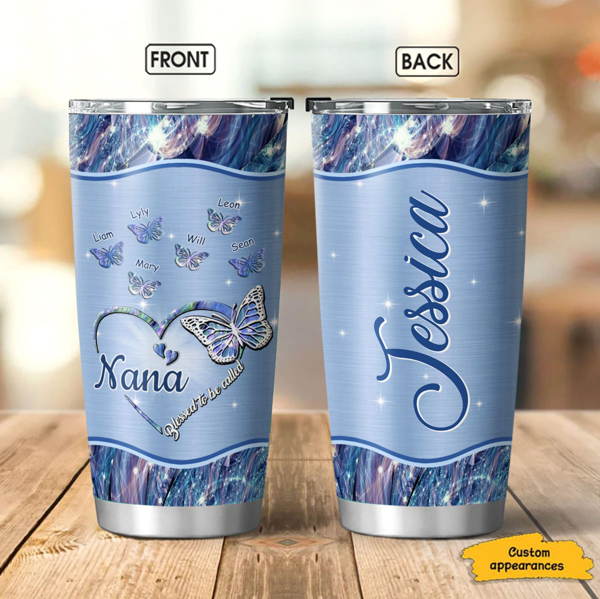 Butterfly Blessed to be called Nana Mimi Gigi Grandma Personalized Tumbler