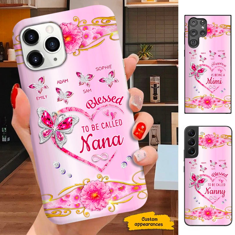 Butterfly Blessed to be called Nana Mimi Grandma Personalized Phone case SC291232