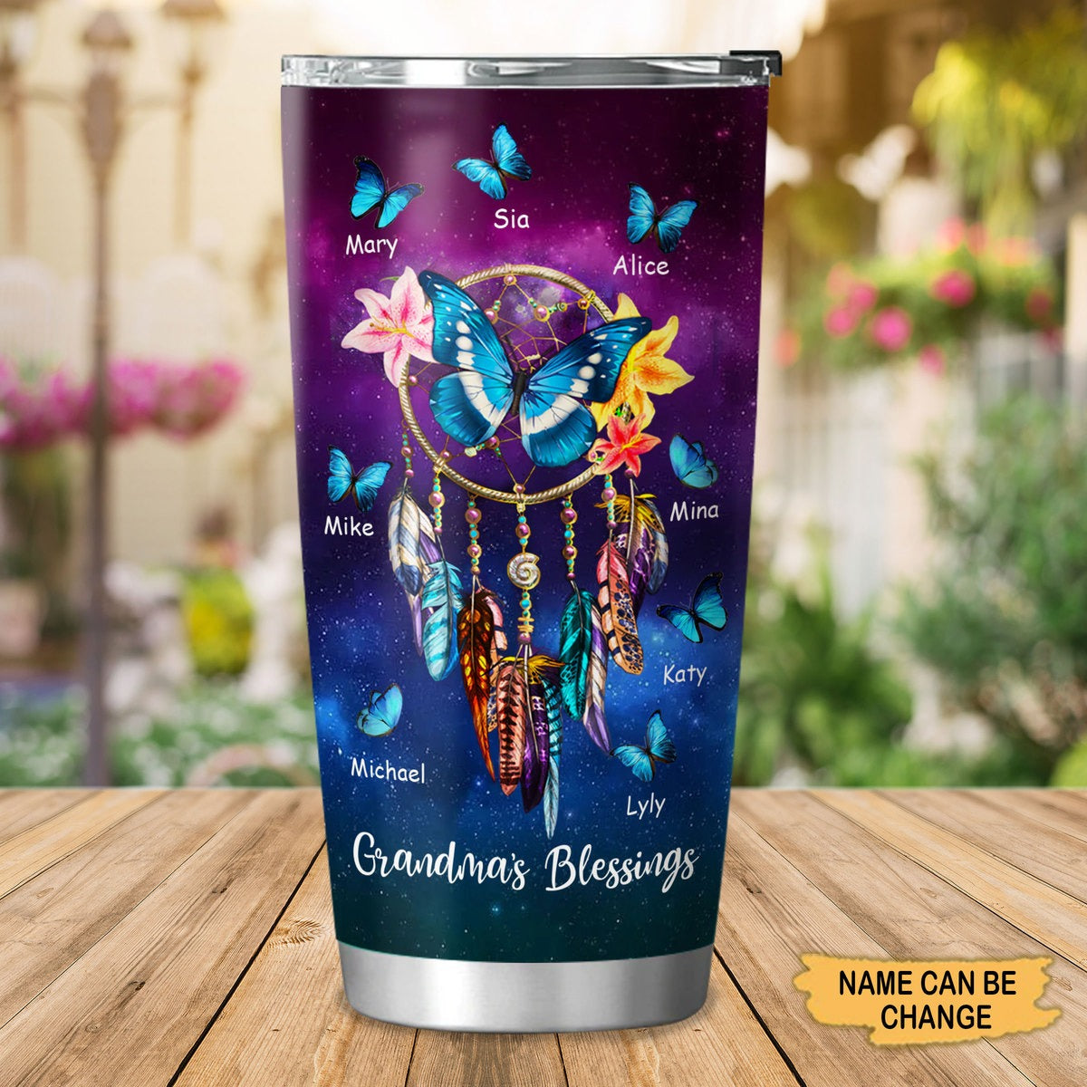Butterfly Dreamcatcher Nana Mimi Gigi Grandma's Blessing Personalized Tumbler SC27108 Tumbler Cup ShinyCustom - The Best Personalized Gift Store