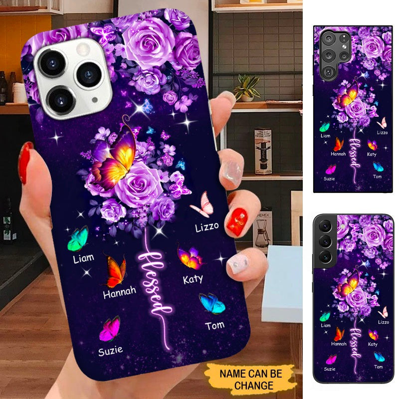 Butterfly Flower Blessed Grandma Nana Mommy Personalized Phone Case SC2584 Phone case ShinyCustom Phone Case