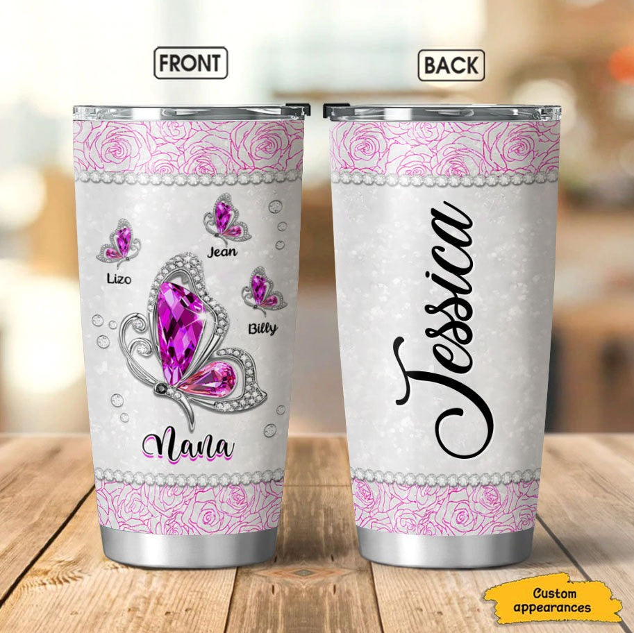 Butterfly Grandma Nana Mimi Personalized Tumbler SC151114