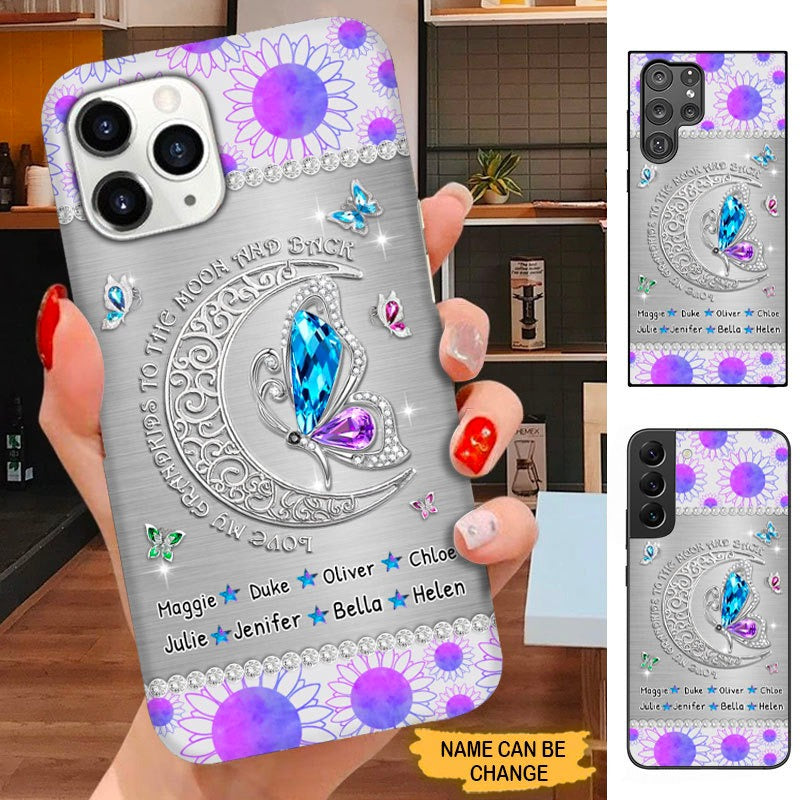 Butterfly Love My Grandkids To the Moon and Back Grandma Nana Mimi Personalized Phone case SC2689 Phone case ShinyCustom Phone Case