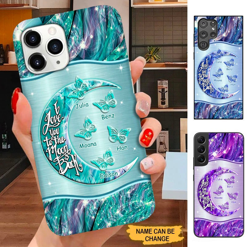 Butterfly Love you to the moon and back Grandma Nana Mommy Personalized Phone case SC121019 Phone case ShinyCustom Phone Case