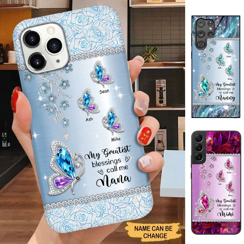 Butterfly My Greatest Blessings Call Me Nana Mimi Gigi Grandma Personalized Phone case SC30815 Phone case ShinyCustom Phone Case