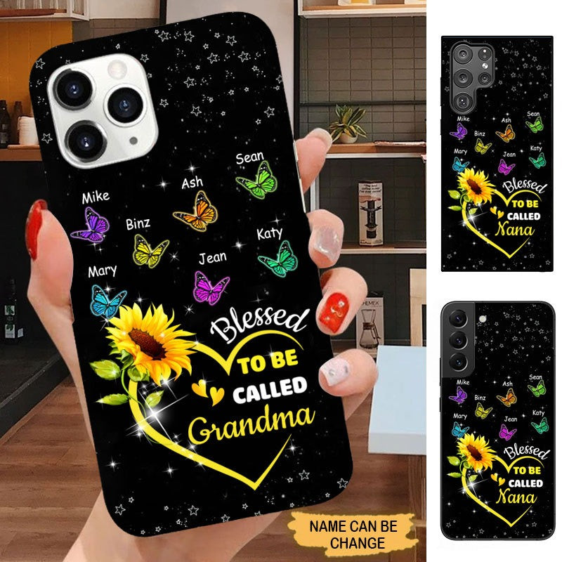 Butterfly Sunflower Blessed to be called Grandma Nana Gigi Mommy Personalized Phone case SC2585 Phone case ShinyCustom Phone Case