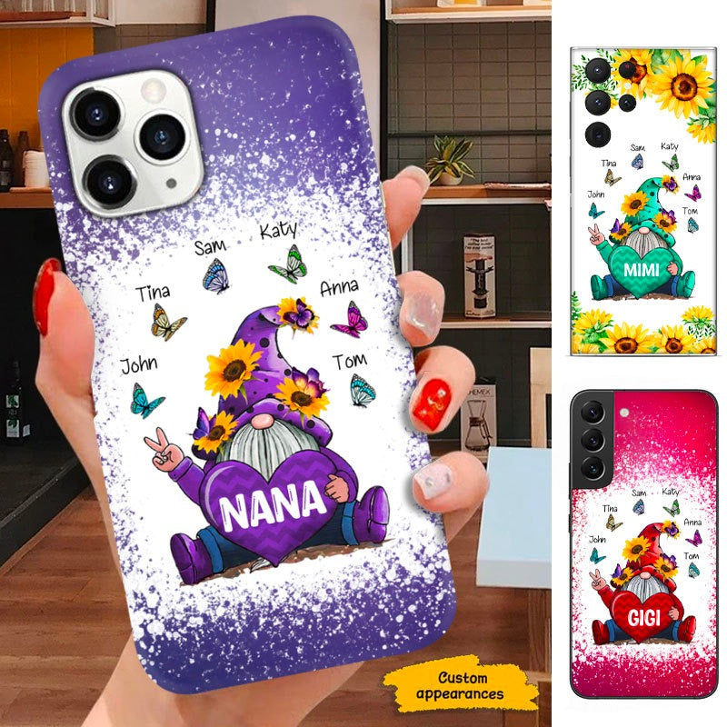 Butterfly Sunflower Gnome Grandma Mimi Nana Mom Personalized Phone Case SC243236