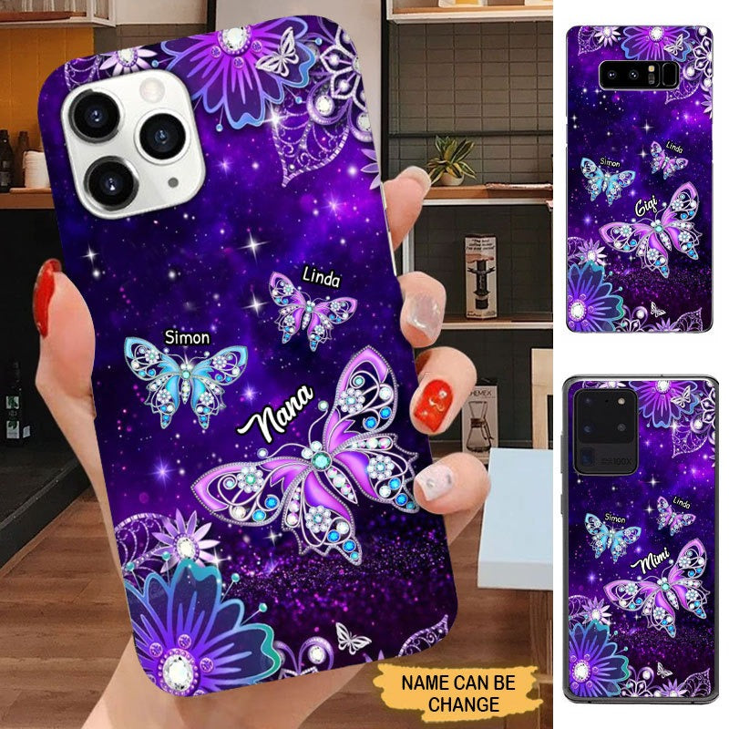 Colorful Butterflies Grandma with Grandkids Personalized Phone case Phone case FUEL