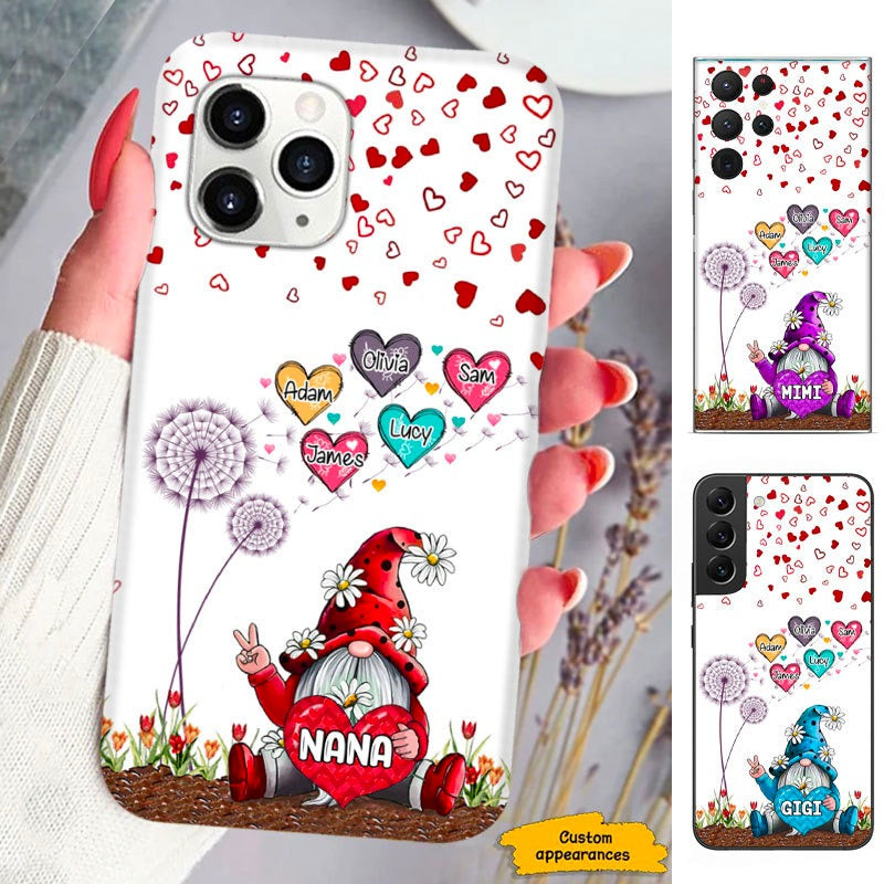 Dandelion Heart Gnome Grandma Nana Mimi Mommy Personalized Phone Case SC303233