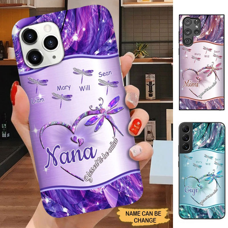 Dragonfly Blessed to be called Nana Mimi Gigi Grandma Personalized Phone case SC7149 Phone case FUEL