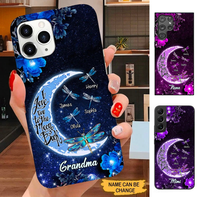 Dragonfly I Love you to the moon and back Grandma Nana Mommy Personalized Phone case SC5108 Phone case ShinyCustom Phone Case