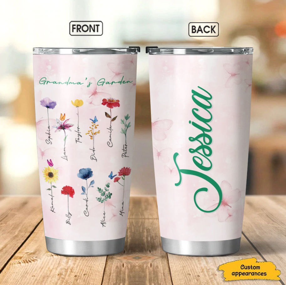Flower Grandma's Garden Nana Mimi Mommy Personalized Tumbler SC151116