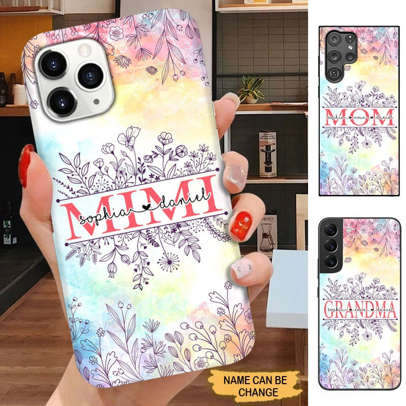Flower Grandma with Grandkids Mommy Nana Mimi Personalized Phone case Phone case FUEL