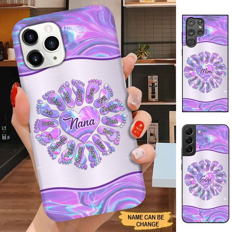 Footprint Hologram style Nana Mimi Gigi Grandma Personalized Phone case SC3082 Phone case ShinyCustom Phone Case
