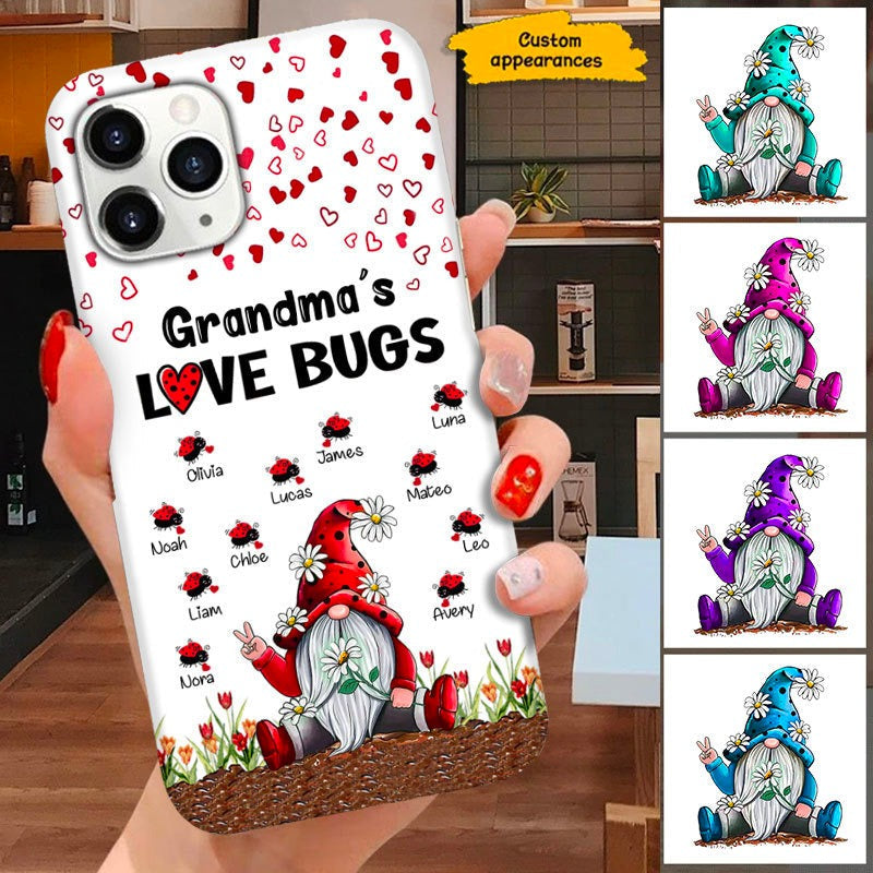 Gnome Grandma's Love Bugs Mommy Nana Mimi Personalized Phone case SC271011 Phone case ShinyCustom Phone Case