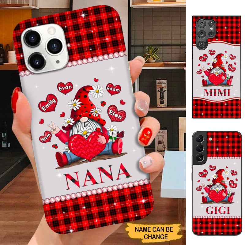 Gnome Heart Grandma Nana Mommy Red Plaid Personalized Phone Case SC141011 Phone case ShinyCustom Phone Case