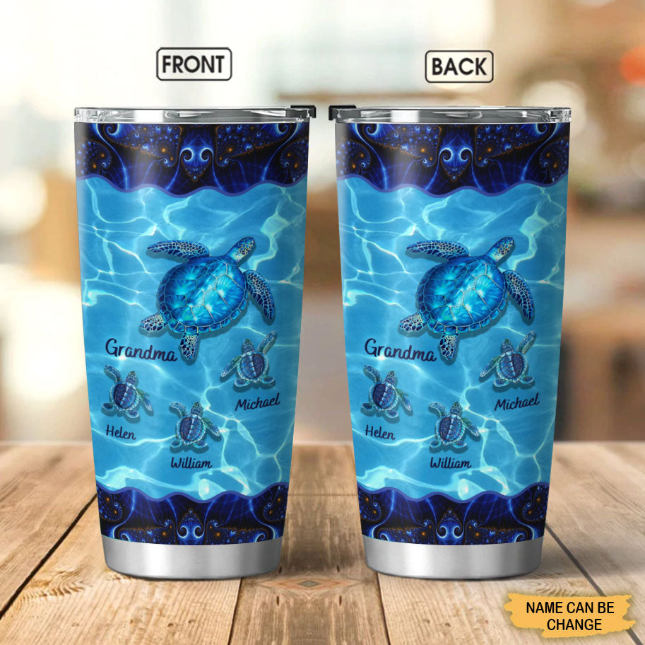 Grandma with Grandkids Turtle Personalized Tumbler Tumbler ShinyCustom - The Best Personalized Gift Store