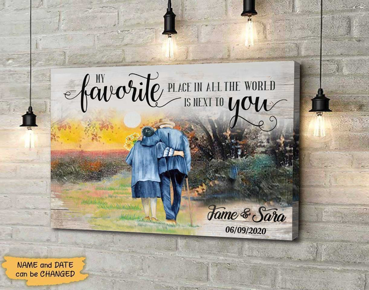 My Favorite Place in the World is Next to You Couple Love Quote Canvas Wall Art print hp-15hl002 canvas Dreamship