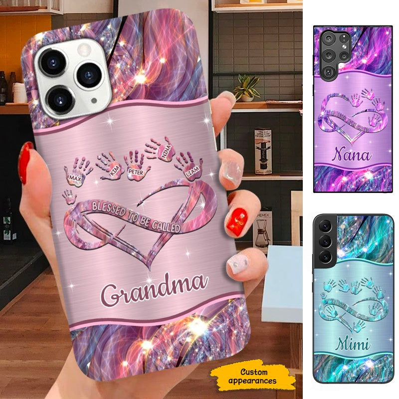 Hand Print Blessed to be called Grandma Nana Mimi Personalized Phone Case SC291233