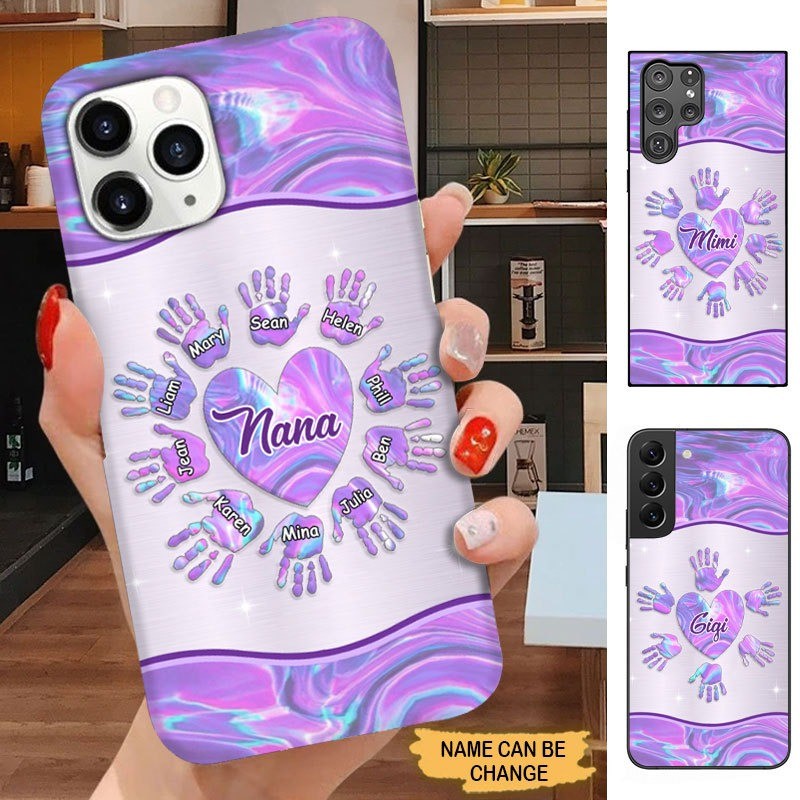 Handprint Nana Mimi Gigi Grandma Personalized Phone case SC30817 Phone case ShinyCustom Phone Case