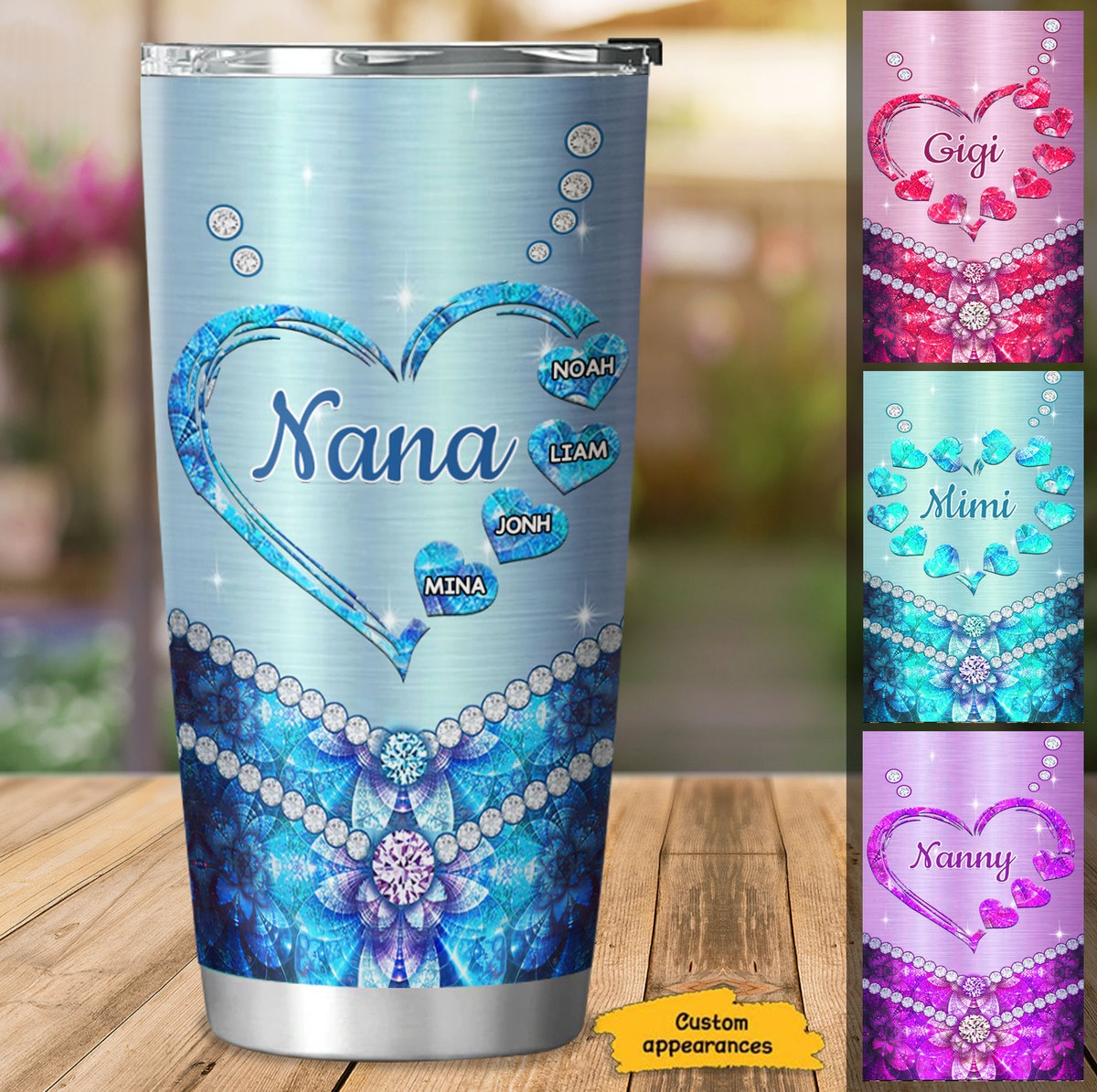 Heart Grandma Nana Mimi Mom Personalized Tumber SC91235