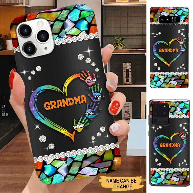 Heart Hand Print Grandma with Grandkids Personalized Phone case Phone case FUEL