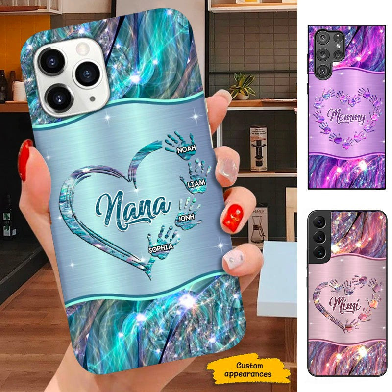 Heart Handprint Nana Mimi Gigi Grandma Personalized Phone Case SC101121