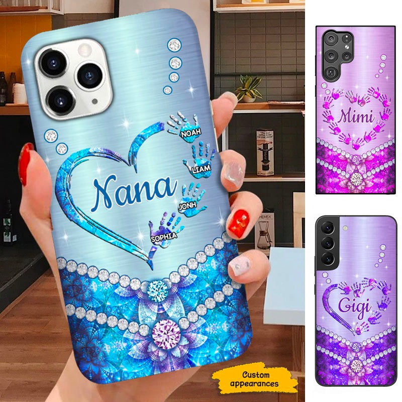 Heart Handprint Nana Mommy Grandma Personalized Phone Case SC241103