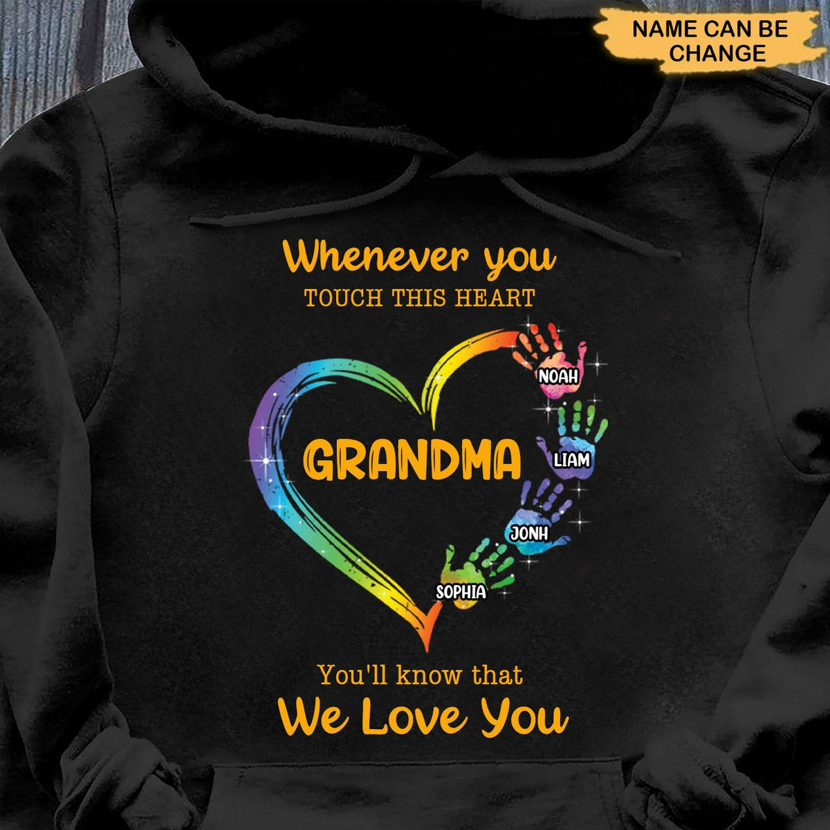 Heart Hands print We Love You Grandma Gift Personalized Hoodie Shirt Apparel Gearment