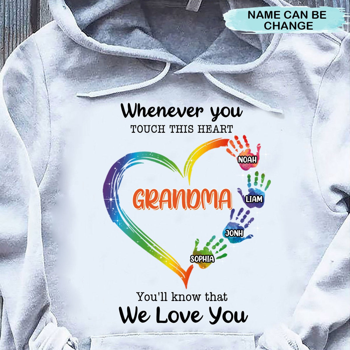 Heart Hands print We Love You Grandma Personalized Hoodie Shirt Apparel Gearment